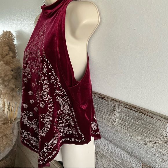 Free People velvet bandana bling top size small (K1) - Picture 3 of 7